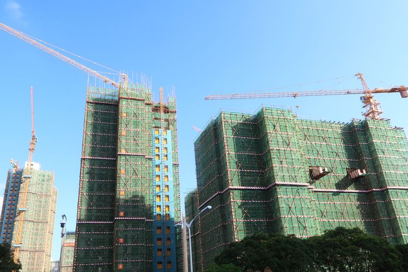 Buildings under construction are seen in downtown Xiamen