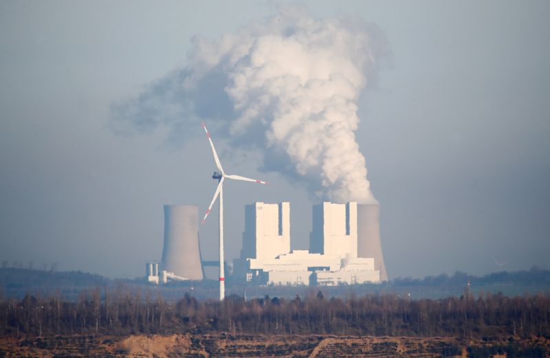 Steam rises from Neurath lignite power plant