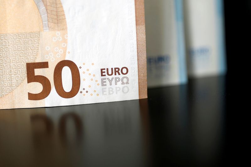 FILE PHOTO: 50 and 20 Euro banknotes are displayed in