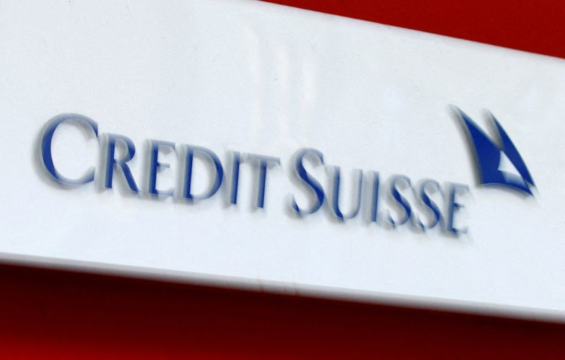 FILE PHOTO: Logo of  Credit Suisse is seen in