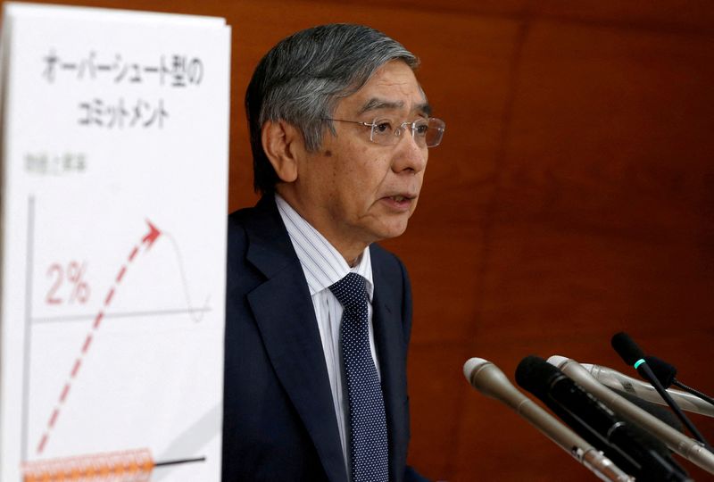 FILE PHOTO: BOJ Governor Kuroda attends a news conference at