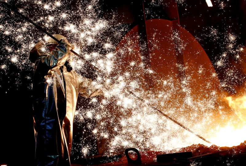 FILE PHOTO: A steel worker of Germany’s industrial conglomerate ThyssenKrupp