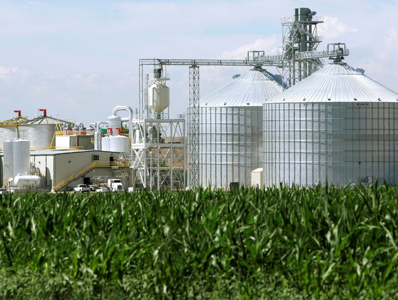 FILE PHOTO: An ethanol plant with its giant corn silos