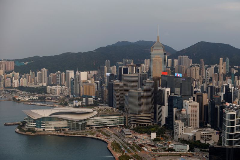 A general view showing the Central Business District in Hong