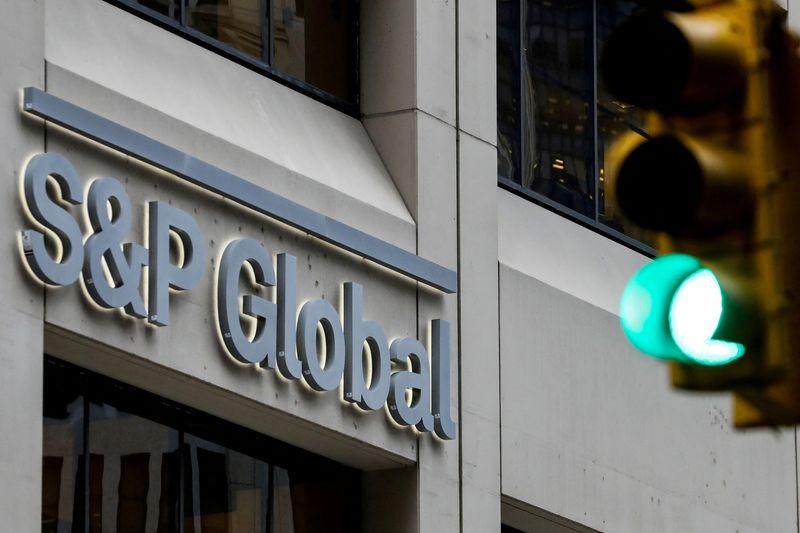FILE PHOTO: The S&P Global logo is displayed on its