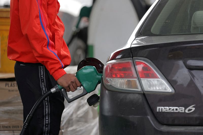 FILE PHOTO: A person uses a petrol pump at a