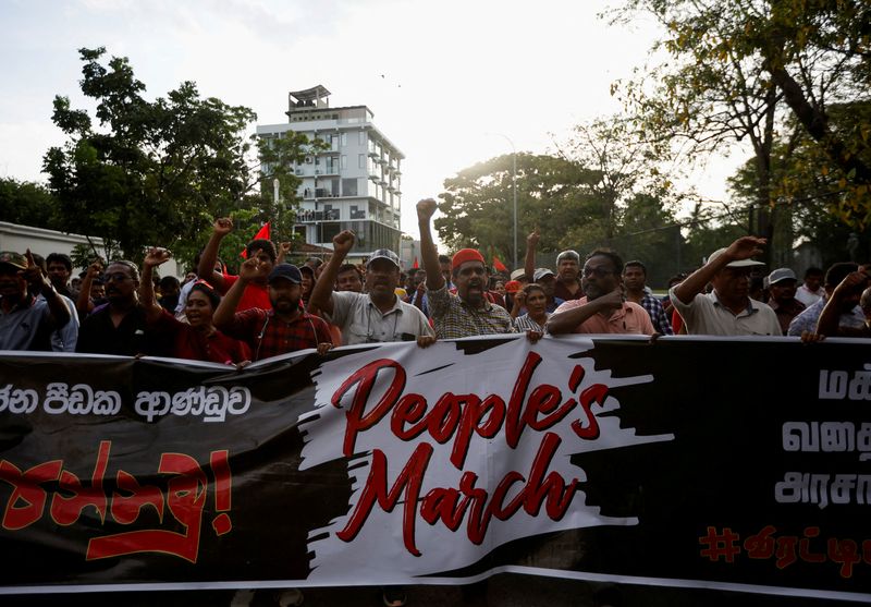 FILE PHOTO: Protest against Sri Lankan President Rajapaksa, in Colombo