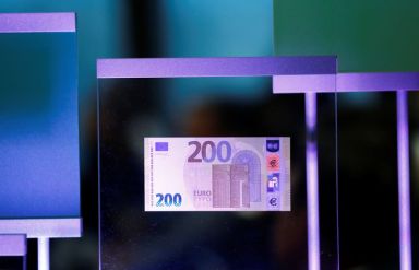 A new 200-euro banknote is presented at the ECB headquarters