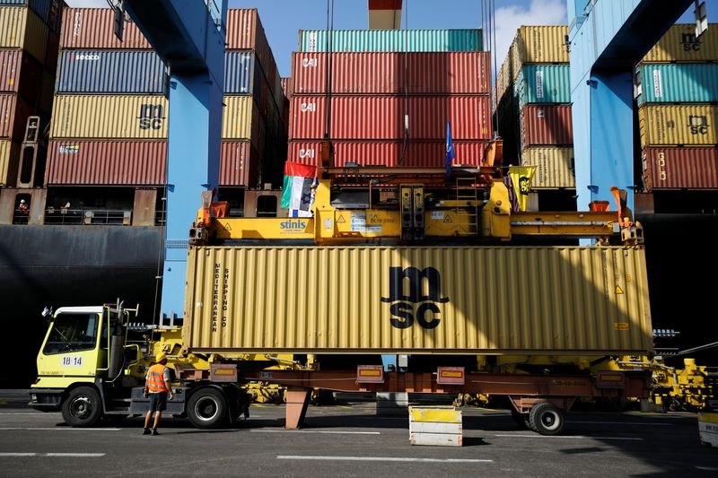 FILE PHOTO: Containers carrying goods from the United Arab Emirates