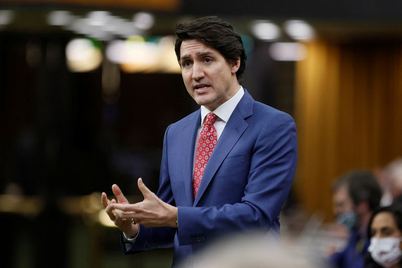 Canada’s Prime Minister Justin Trudeau speaks during Question Period in