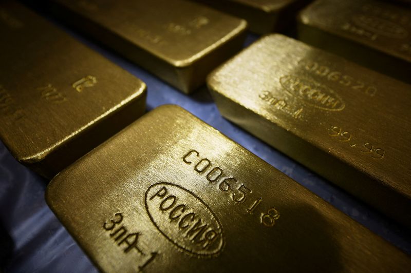 FILE PHOTO: Marked ingots of 99.99 percent pure gold are
