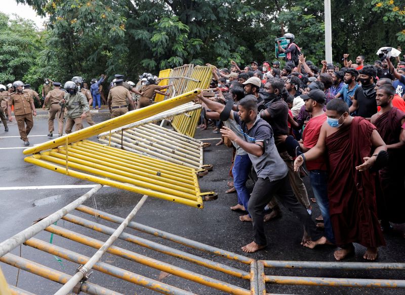 Protest against Sri Lankan President Gotabaya Rajapaksa near the parliament,
