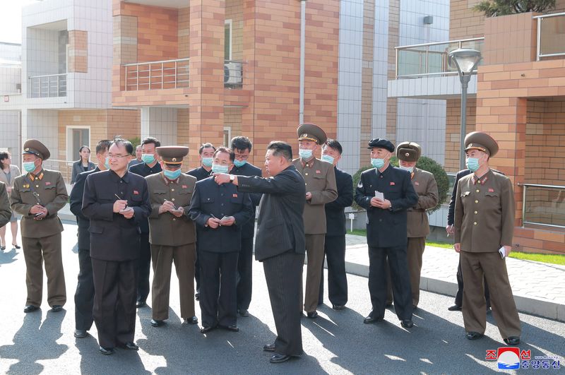North Korean leader Kim Jong Un inspects the Pothong Riverside