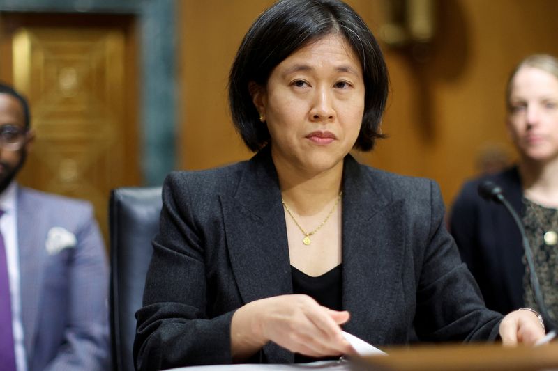 U.S. Trade Representative Katherine Tai testifies before a Senate Finance