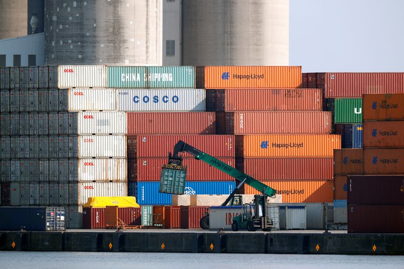FILE PHOTO: Shipping containers are seen at the Port of