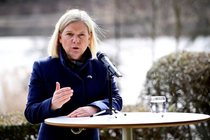FILE PHOTO: Sweden’s PM Andersson meets with Finland’s PM Marin
