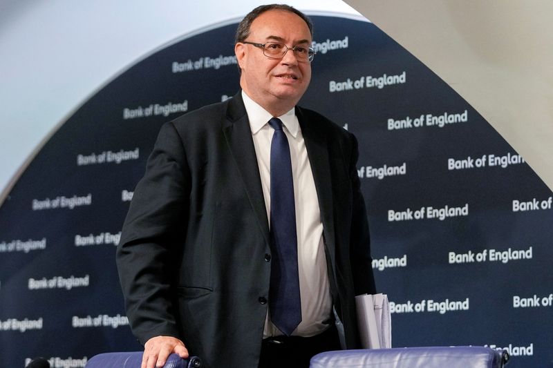 Governor of the Bank of England Andrew Bailey addresses the