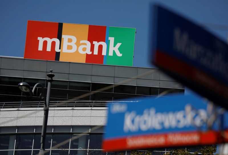 Polish lender mBank logo seen in Warsaw