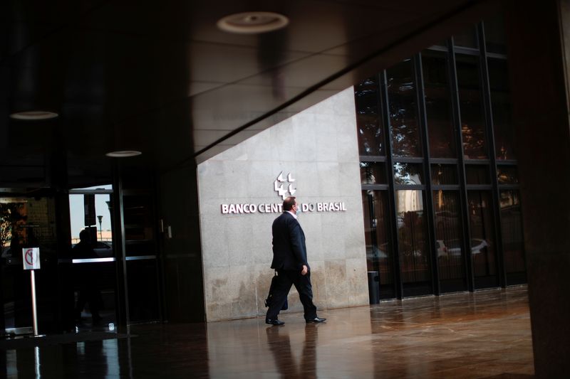 A man walks in front the Central Bank headquarters building
