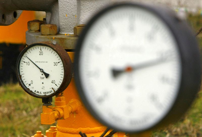 FILE PHOTO: Pressure gauges are seen at a Romanian gas