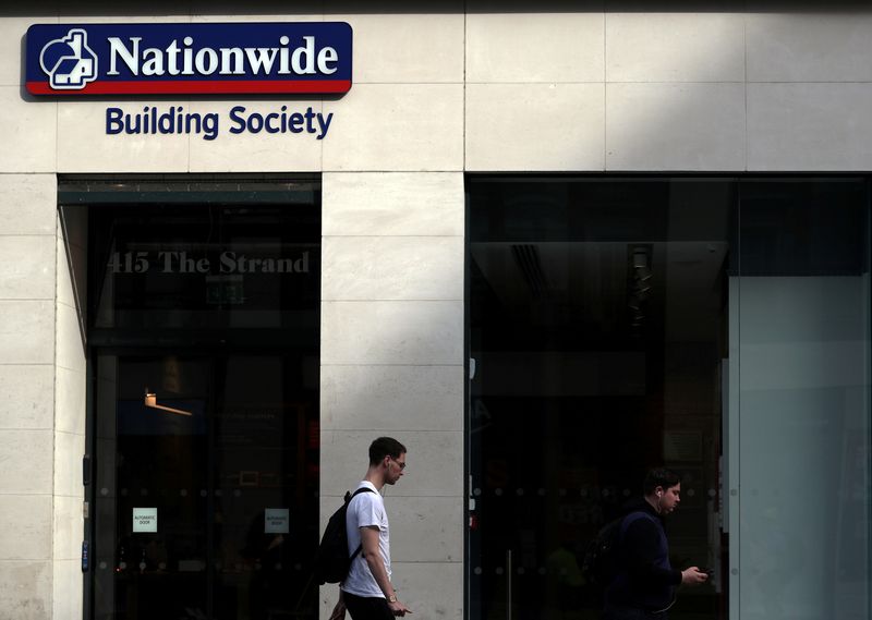 FILE PHOTO: A man walks past a Nationwide Building Society