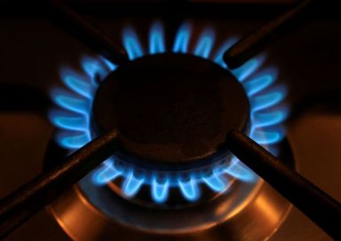 FILE PHOTO: Gas flames of a cooker