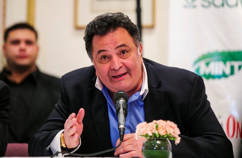 FILE PHOTO: Bollywood actor Rishi Kapoor answers questions during a