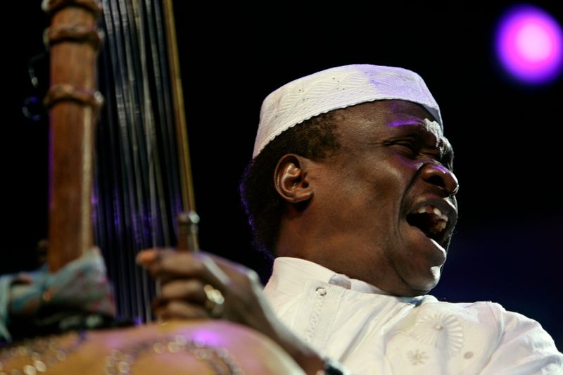 Malian singer Mory Kante performs during his concert in Mawazine