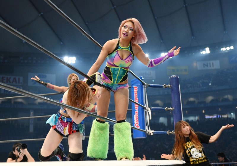 Hana Kimura competes during the New Japan Pro-Wrestling’s ‘Wrestle Kingdom