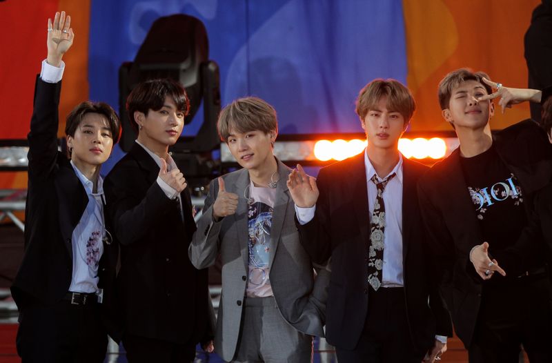 FILE PHOTO: Members of K-Pop band, BTS appear on ABC’s