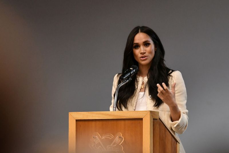 FILE PHOTO: Britain’s Meghan, Duchess of Sussex speaks during a