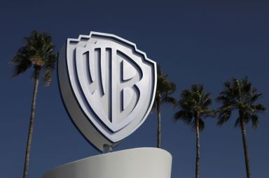 The Warner Bros logo is seen during the annual MIPCOM