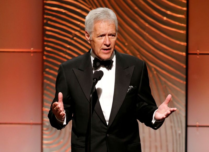 FILE PHOTO: Jeopardy television game show host Trebek speaks on