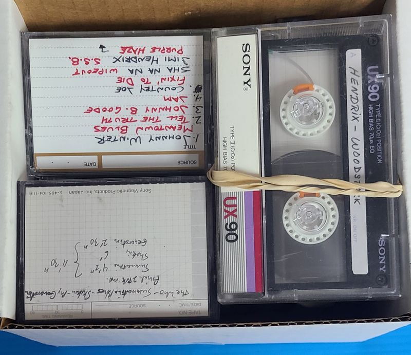 Undated handout photo of a collection of master tapes of