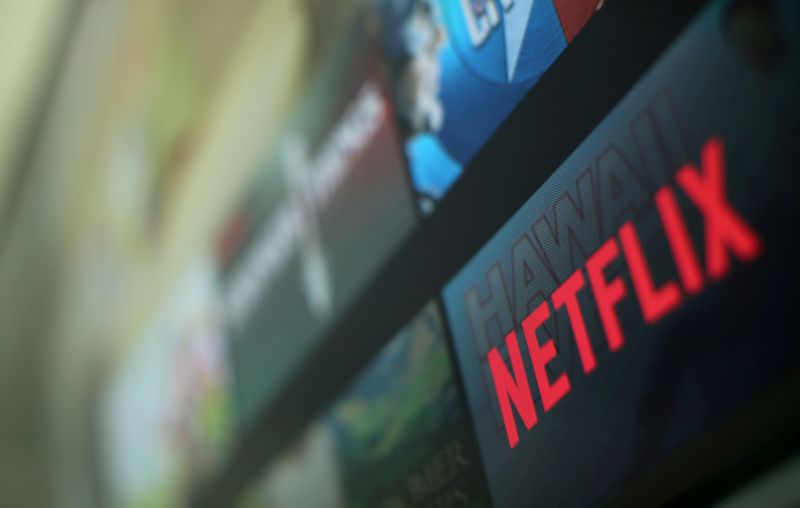 FILE PHOTO: The Netflix logo is pictured on a television