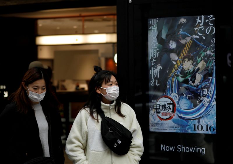 FILE PHOTO: Women wearing protective masks amid the coronavirus disease