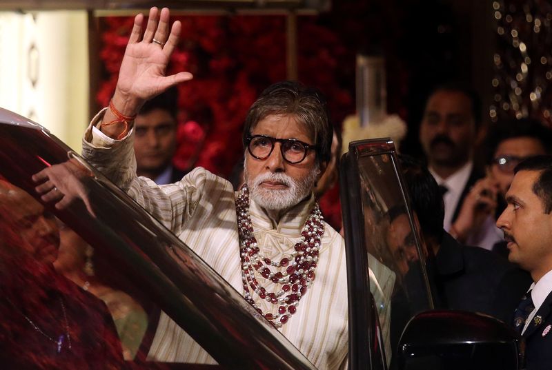 Bollywood actor Amitabh Bachchan leaves after attending the wedding ceremony