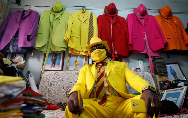 Kenyan fashionista James Maina Mwangi displays attire in Nairobi