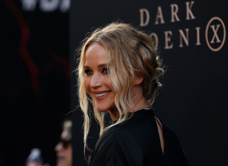 Actor Jennifer Lawrence poses at the premiere for the film