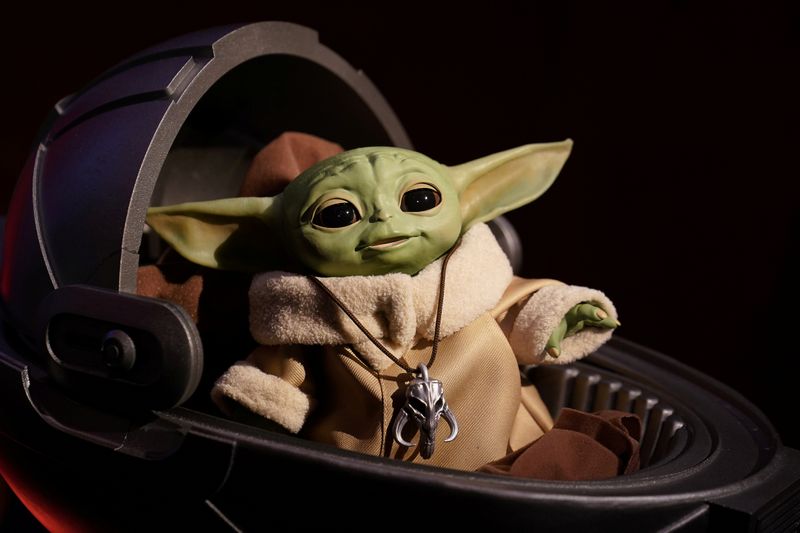 FILE PHOTO: An animatronic Baby Yoda toy is pictured