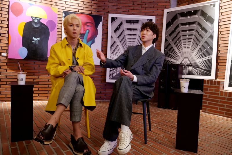 MINO and KANG SEUNG YOON attend an interview with Reuters