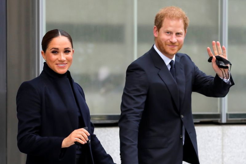 Britain’s Prince Harry and Meghan, Duke and Duchess of Sussex,