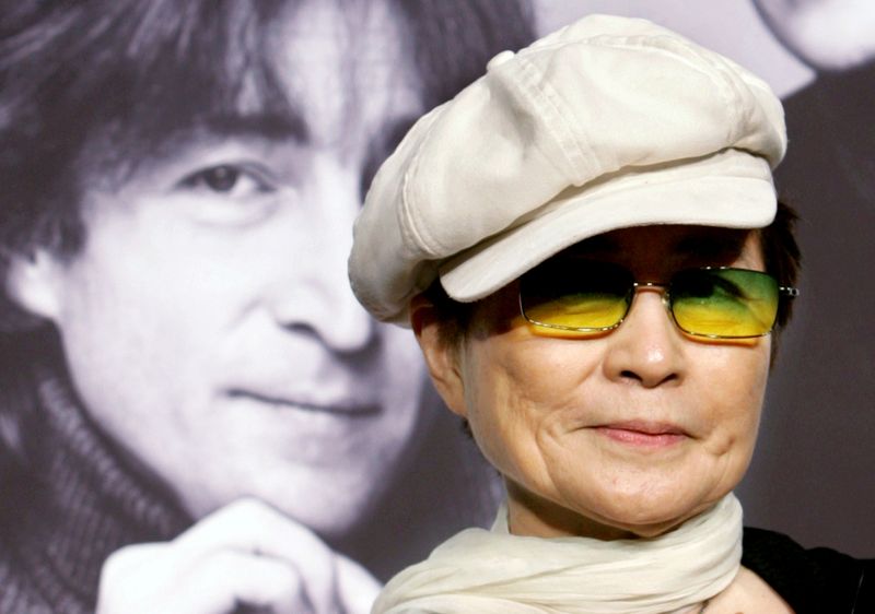 FILE PHOTO: John Lennon’s wife Yoko Ono listens to reporter’s