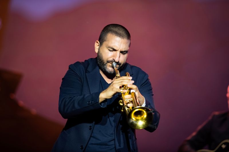 French-Lebanese trumpeter Maalouf performs during the 55th Montreux Jazz Festival