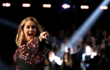 Adele sings “Hello” at the 59th Annual Grammy Awards in
