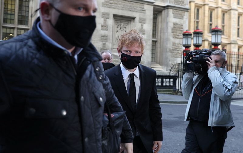 Musician Ed Sheeran arrives at the Rolls Building for a