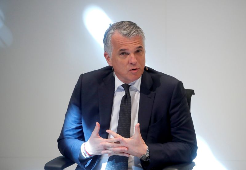 Swiss bank UBS CEO Sergio Ermotti addresses a news conference