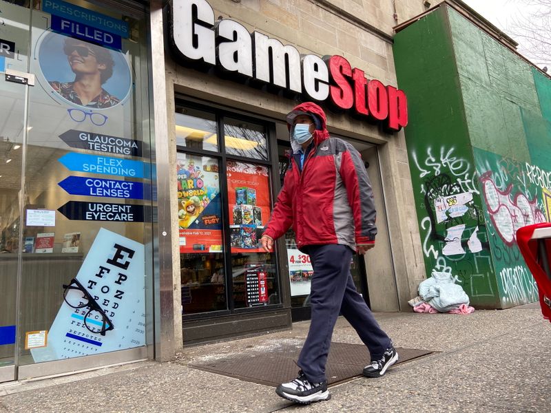 A GameStop store is seen in the Jackson Heights neighborhood