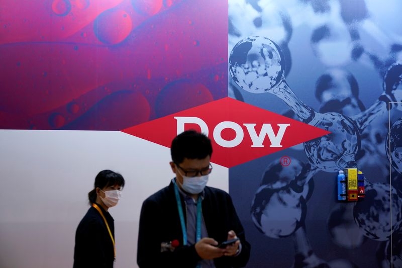 A Dow sign is seen at the third China International