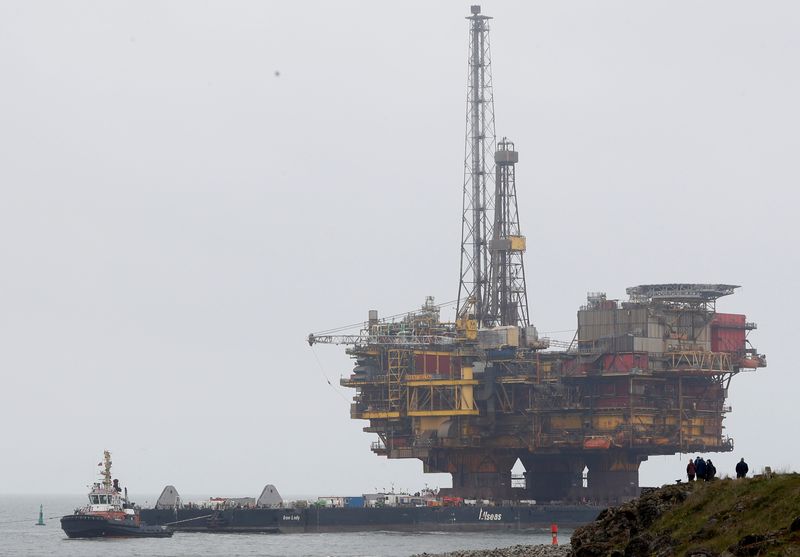 Shell’s Brent Delta oil platform is towed into Hartlepool